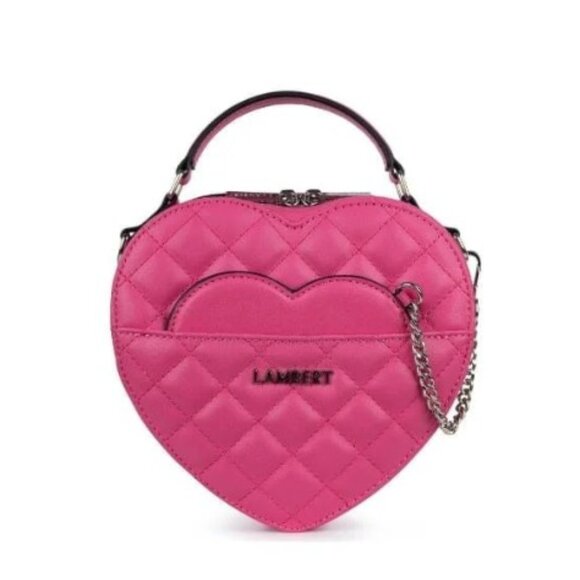 Lambert Pink Heart Shape Vegan Leather Bag - Picture 1 of 6